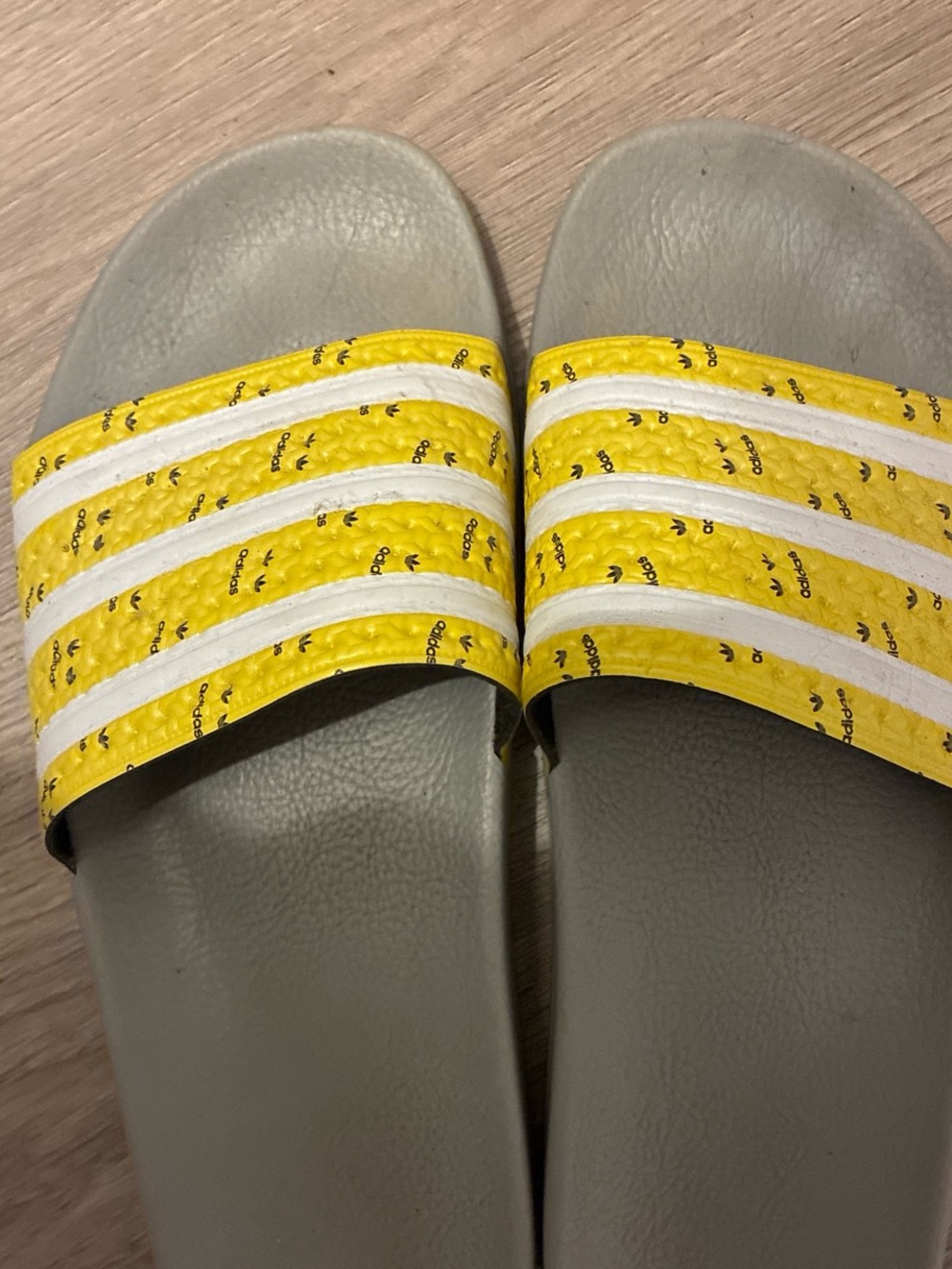 adidas Yellow & White Slide Sandals